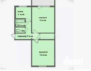 2-к квартира, вторичка, 52м2, 1/9 этаж