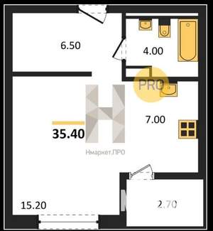 Студия квартира, вторичка, 35м2, 6/16 этаж
