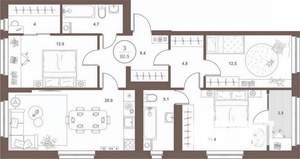 3-к квартира, вторичка, 93м2, 15/16 этаж