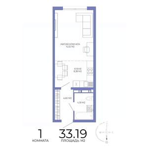 1-к квартира, строящийся дом, 33м2, 16/17 этаж