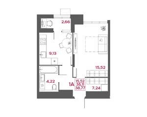 1-к квартира, вторичка, 39м2, 5/14 этаж