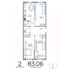 2-к квартира, строящийся дом, 83м2, 6/18 этаж