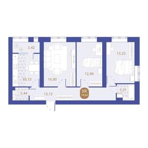 3-к квартира, вторичка, 75м2, 3/4 этаж