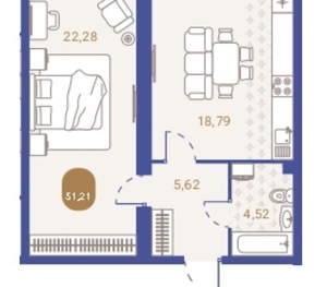 2-к квартира, вторичка, 51м2, 3/4 этаж