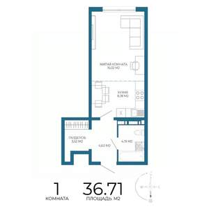 1-к квартира, вторичка, 37м2, 10/17 этаж