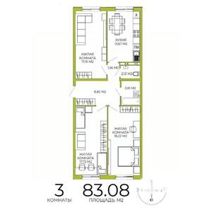 3-к квартира, вторичка, 83м2, 8/18 этаж