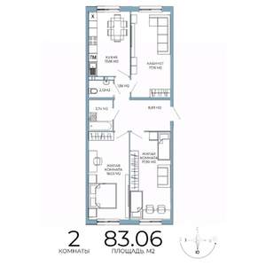 2-к квартира, строящийся дом, 83м2, 8/18 этаж