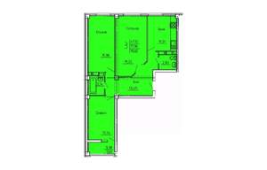 3-к квартира, строящийся дом, 80м2, 17/18 этаж