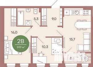 2-к квартира, вторичка, 60м2, 16/16 этаж