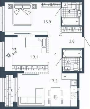 2-к квартира, вторичка, 64м2, 10/24 этаж