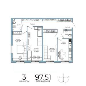3-к квартира, вторичка, 98м2, 6/18 этаж
