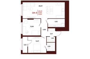 2-к квартира, вторичка, 76м2, 10/18 этаж