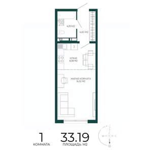 1-к квартира, вторичка, 33м2, 13/17 этаж
