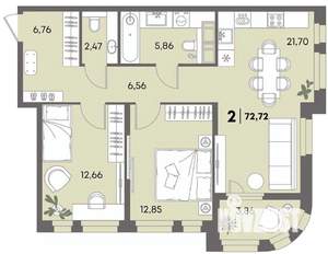 2-к квартира, вторичка, 73м2, 2/18 этаж