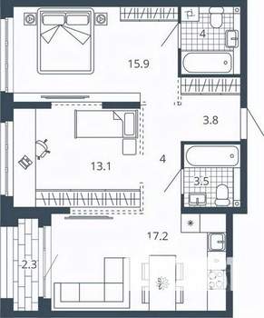 2-к квартира, вторичка, 64м2, 6/24 этаж