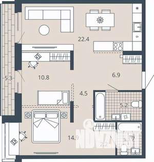 2-к квартира, вторичка, 76м2, 5/23 этаж