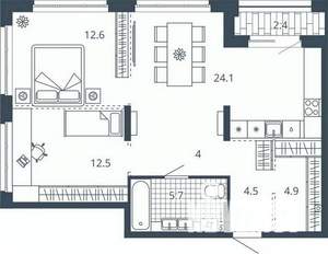 2-к квартира, вторичка, 71м2, 5/24 этаж