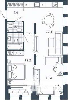 2-к квартира, вторичка, 63м2, 5/24 этаж