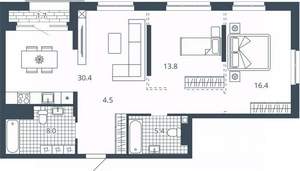 2-к квартира, вторичка, 84м2, 13/23 этаж