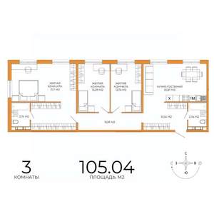 3-к квартира, вторичка, 105м2, 6/18 этаж