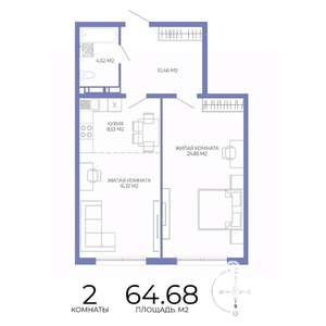 2-к квартира, строящийся дом, 65м2, 15/17 этаж