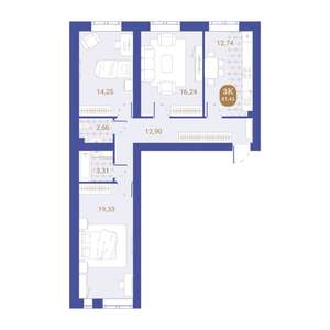 3-к квартира, вторичка, 81м2, 3/4 этаж