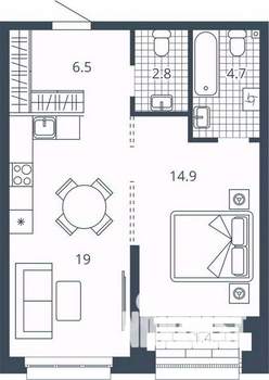 1-к квартира, вторичка, 49м2, 4/24 этаж