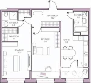 2-к квартира, вторичка, 74м2, 4/16 этаж