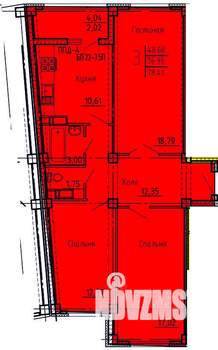 3-к квартира, вторичка, 78м2, 17/18 этаж