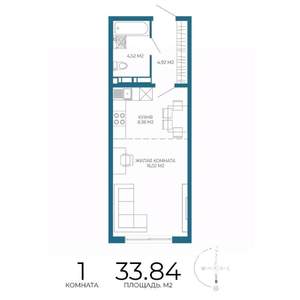 1-к квартира, вторичка, 34м2, 10/17 этаж