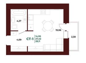 Студия квартира, вторичка, 28м2, 11/17 этаж