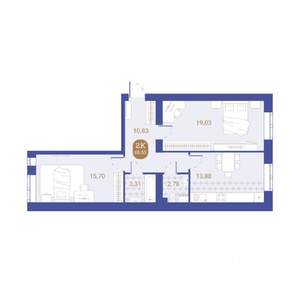 2-к квартира, вторичка, 66м2, 2/4 этаж