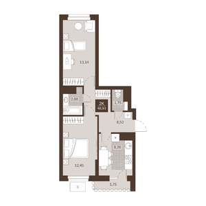 2-к квартира, вторичка, 49м2, 13/22 этаж