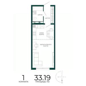 1-к квартира, вторичка, 33м2, 11/17 этаж
