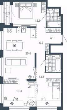 3-к квартира, вторичка, 85м2, 17/24 этаж