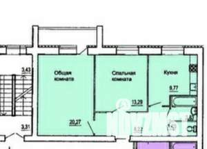 2-к квартира, вторичка, 60м2, 4/10 этаж