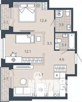 2-к квартира, вторичка, 61м2, 7/23 этаж