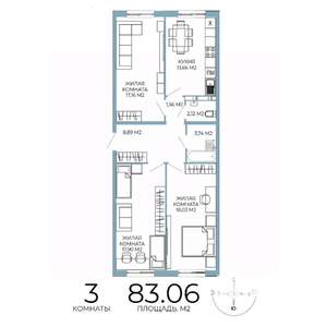 3-к квартира, вторичка, 83м2, 13/18 этаж