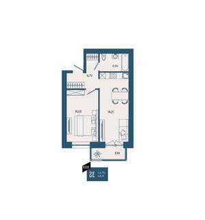 2-к квартира, вторичка, 48м2, 7/17 этаж