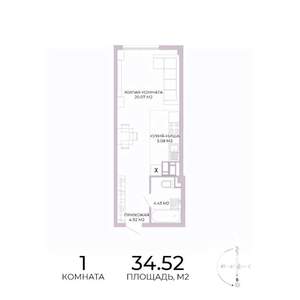 1-к квартира, строящийся дом, 35м2, 10/17 этаж