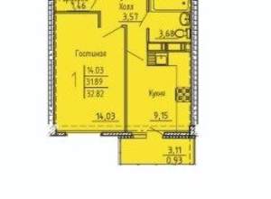 1-к квартира, вторичка, 31м2, 15/18 этаж