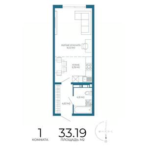 1-к квартира, строящийся дом, 33м2, 6/17 этаж
