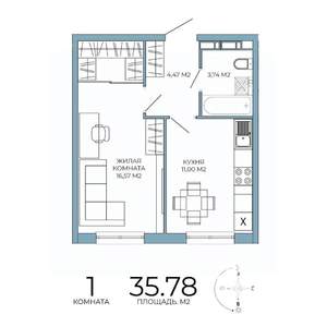 1-к квартира, строящийся дом, 36м2, 3/18 этаж