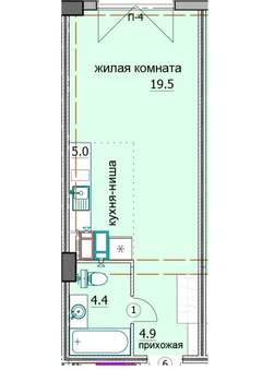 Студия квартира, вторичка, 34м2, 16/18 этаж