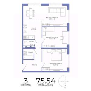 3-к квартира, вторичка, 76м2, 5/17 этаж