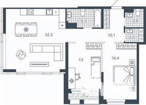 2-к квартира, вторичка, 84м2, 21/24 этаж