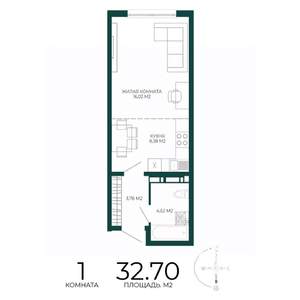 1-к квартира, строящийся дом, 33м2, 12/17 этаж