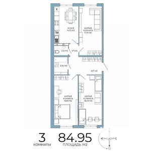 3-к квартира, вторичка, 85м2, 10/18 этаж