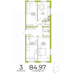 3-к квартира, строящийся дом, 85м2, 18/18 этаж