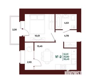 1-к квартира, вторичка, 37м2, 17/17 этаж